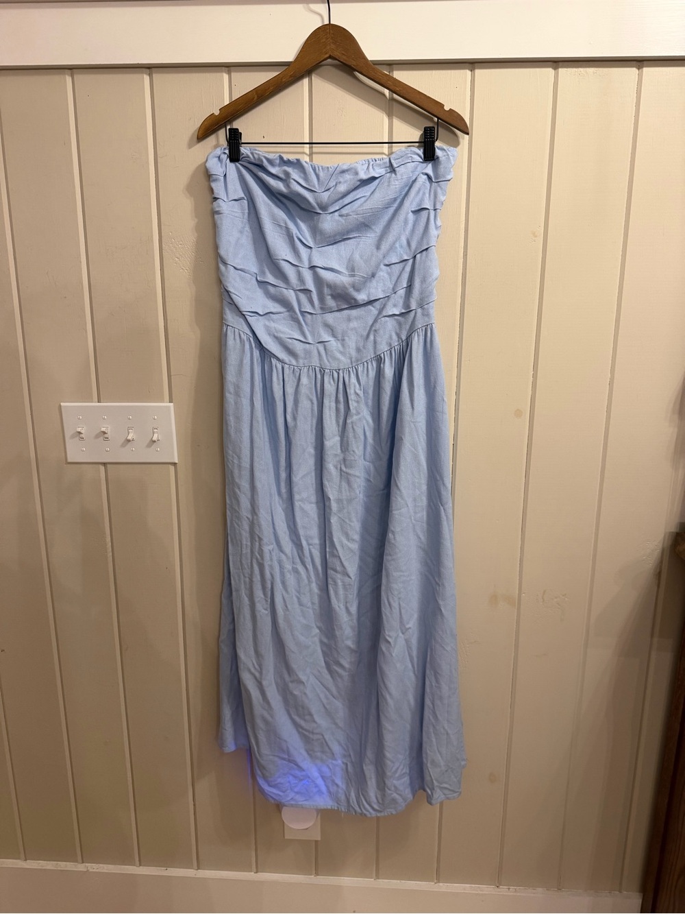 NWOT Universal Thread Strapless Pale Blue Maxi Drop Waist Dress, Size XL